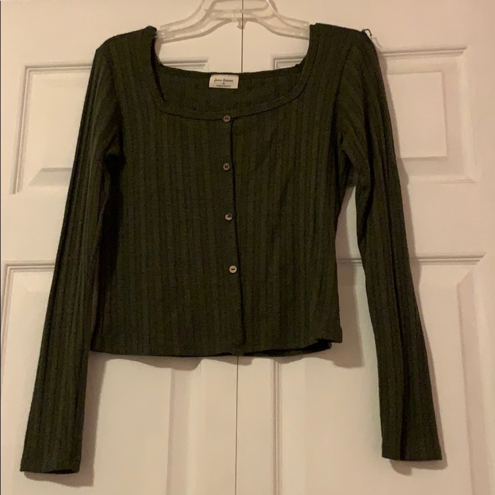 Olive Green Button Up Top